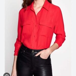 INC International Concepts Red Relaxed Button Down Shirt